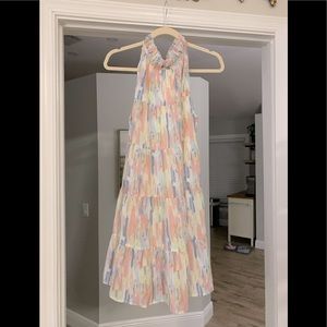 High neck flowy short dress- Medium